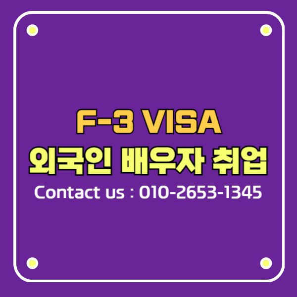 F3비자 체류자격 외 활동허가 한국 취업활동